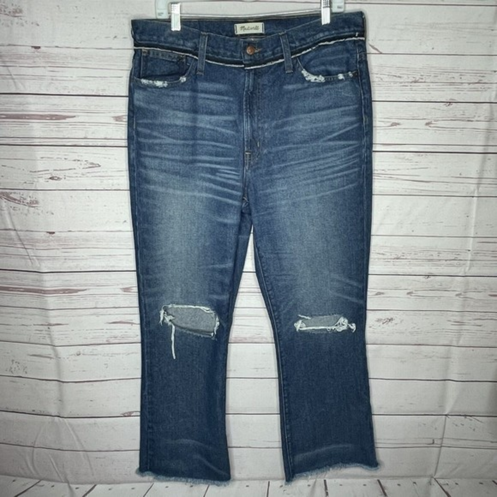 Madewell Women's Blue Distressed Boot Cut Jeans